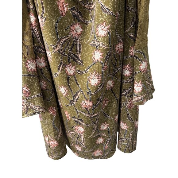 Entro Green Floral Lace Cold Shoulder Dress Size Small  With Bow Detail EUC - Picture 2 of 9